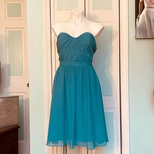 Size 12 knee length dress chiffon Flowy strapless turkish blue beyond the sea